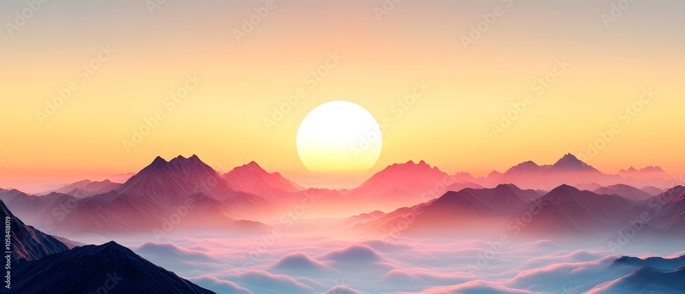 Serene sunrise over majestic mountain range Serene sunrise over majestic mountain range