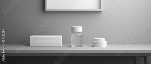 Wallpaper Mural Minimalist White Products on Shelf. Torontodigital.ca