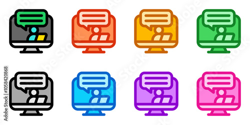 Editable remote work, video conference, online vector icon. Remote work, job, profession, freelance. Part of a big icon set family. Perfect for web and app interfaces, presentations, infographics, etc