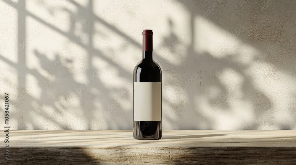the packaging design of the Luxury and Cool wine bottle. The background is a simple gray paper, showing a light beige style that emphasizes minimalism. the packaging design of the Luxury and Cool wine bottle. The background is a simple gray paper, showing a light beige style that emphasizes minimalism.