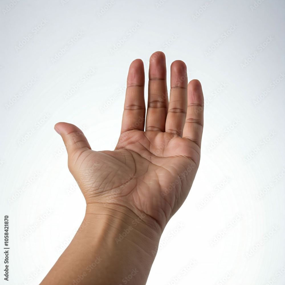Hand with open palm, isolated on white background. Hand with open palm, isolated on white background.