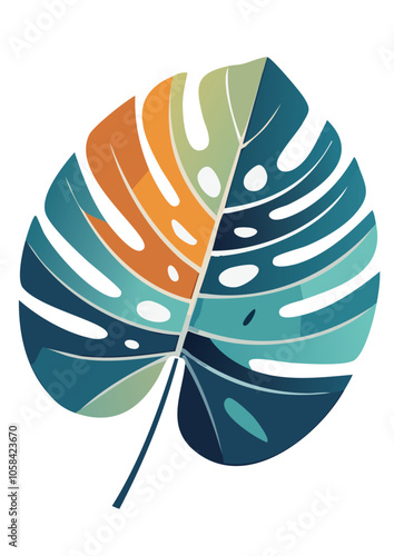 monstera variegated illustration vector for design