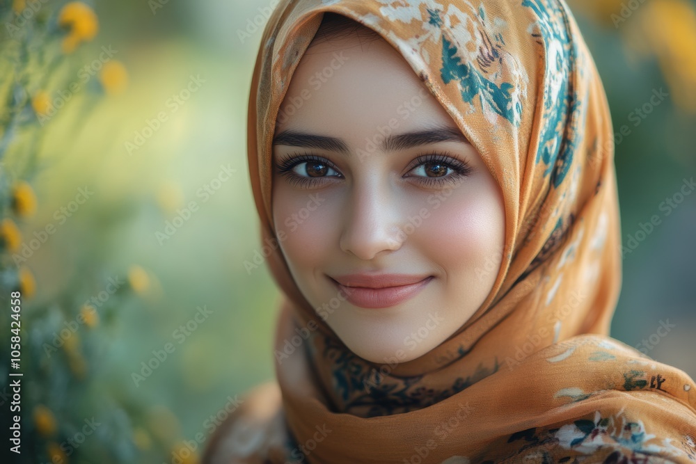 Muslim, portrait and woman wearing a traditional scarf or hijab for beauty fashion, modesty