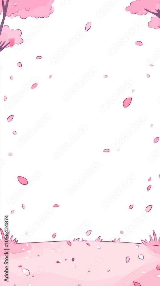 A minimalist design featuring scattered pink petals on a white background, evoking springtime beauty. A minimalist design featuring scattered pink petals on a white background, evoking springtime beauty.