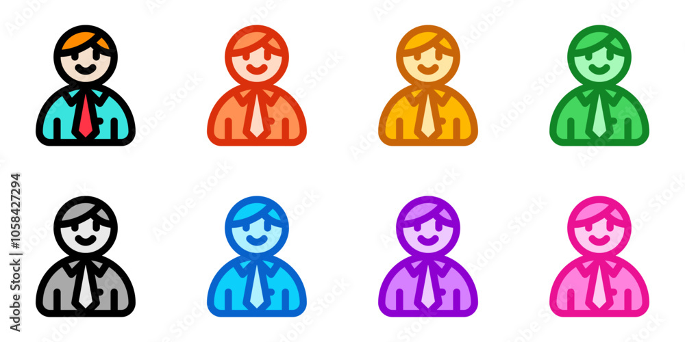 Editable male employee, person, user, worker, profession vector icon. Business, work, job, office. Part of a big icon set family. Perfect for web and app interfaces, presentations, infographics, etc Editable male employee, person, user, worker, profession vector icon. Business, work, job, office. Part of a big icon set family. Perfect for web and app interfaces, presentations, infographics, etc