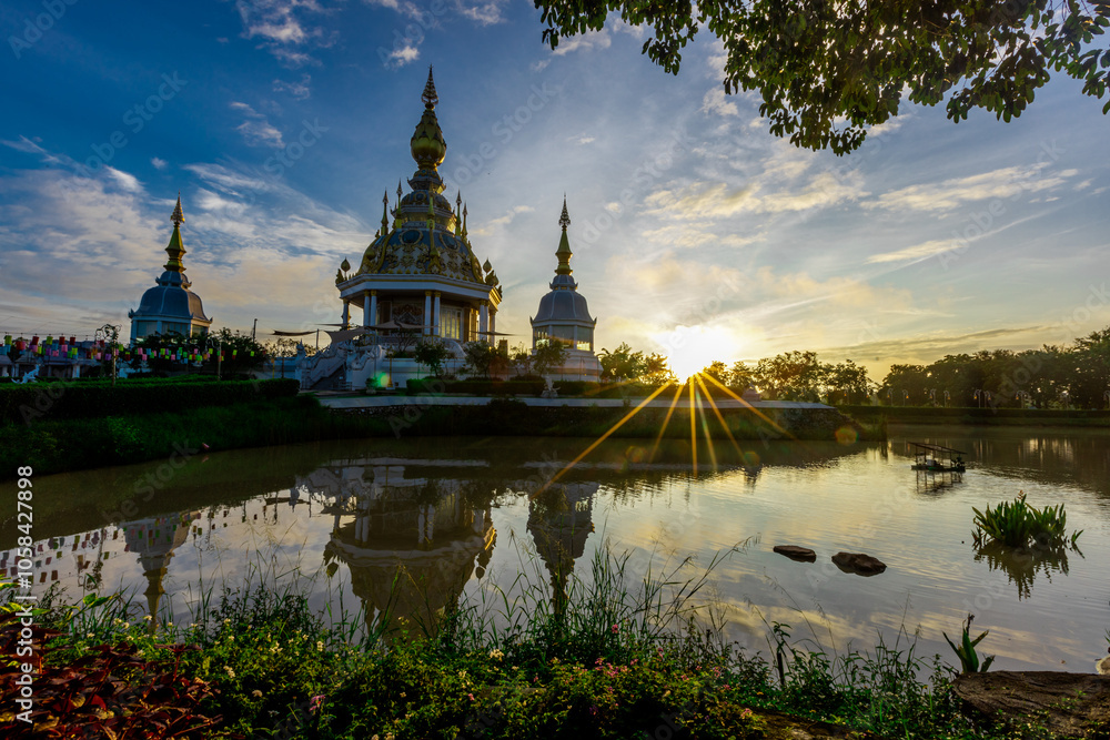 The background of an important tourist attraction in Khon Kaen Province (Wat Thung Setthi) is a large pagoda in the middle of a swamp, tourists always come to see the beauty in Thailand The background of an important tourist attraction in Khon Kaen Province (Wat Thung Setthi) is a large pagoda in the middle of a swamp, tourists always come to see the beauty in Thailand