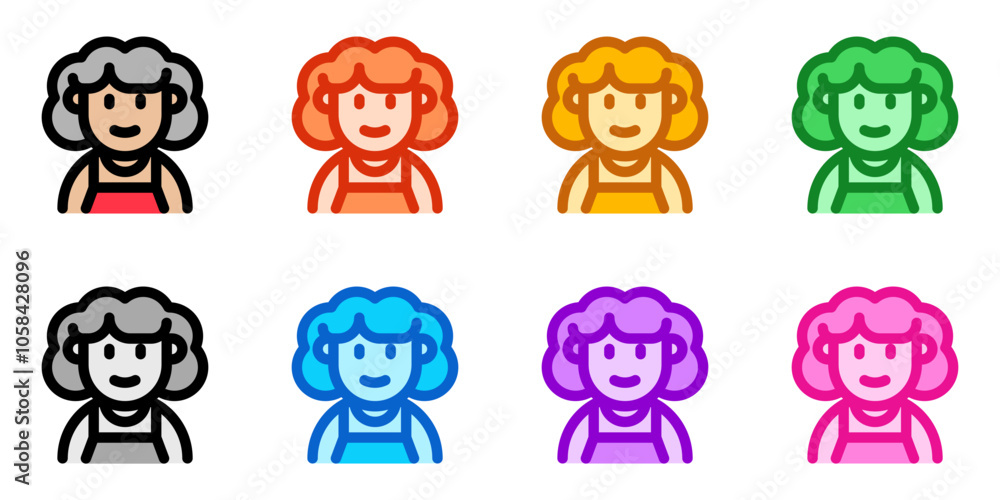 Editable middle aged woman avatar vector icon. User, profile, identity, persona. Part of a big icon set family. Perfect for web and app interfaces, presentations, infographics, etc Editable middle aged woman avatar vector icon. User, profile, identity, persona. Part of a big icon set family. Perfect for web and app interfaces, presentations, infographics, etc