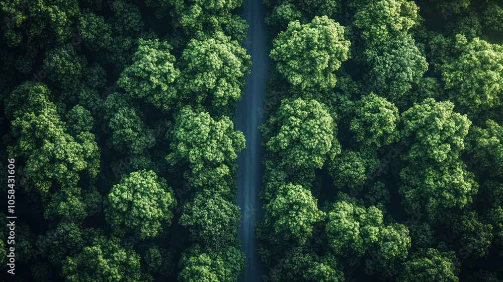 Obraz premium Aerial View of a Forest Road