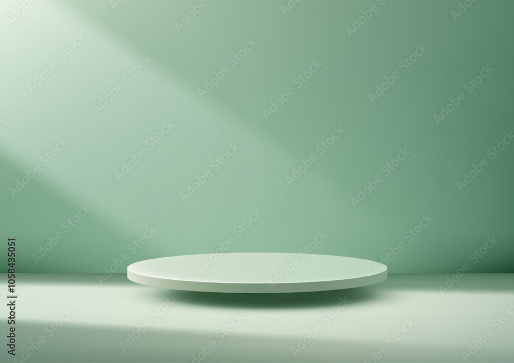 Minimalist 3D Green Platform with Sunlit Wall, Ideal for Product Display, Mockups, and Modern Showcase Backgrounds Minimalist 3D Green Platform with Sunlit Wall, Ideal for Product Display, Mockups, and Modern Showcase Backgrounds