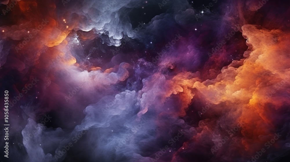 Obraz premium Colorful cosmic cloud formation in deep space with vibrant hues and stars scattered throughout