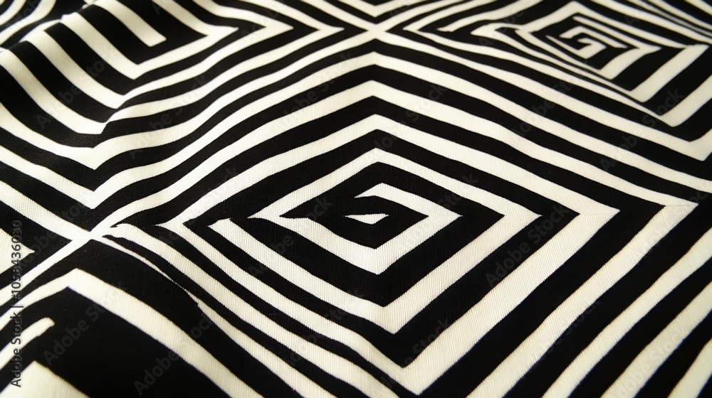 Black and White Geometric Pattern with Spiral Design Black and White Geometric Pattern with Spiral Design