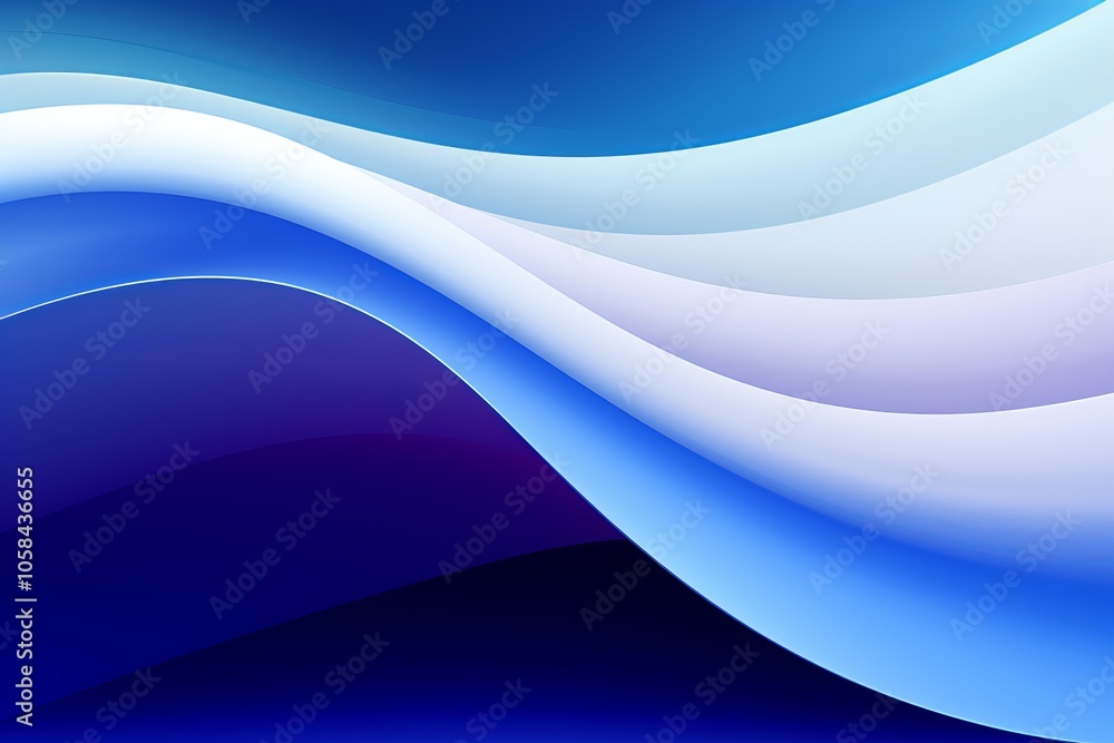 Obraz premium Flowing waves of blue light create a serene abstract pattern on a smooth surface