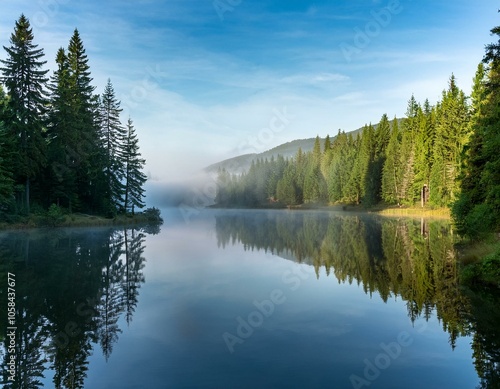 Quiet Dawn Over Misty Waters