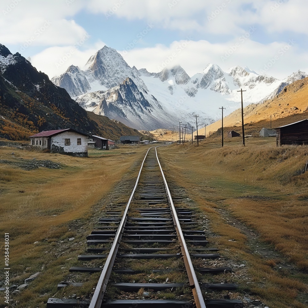 Train to mountain-foot village. Train to mountain-foot village.