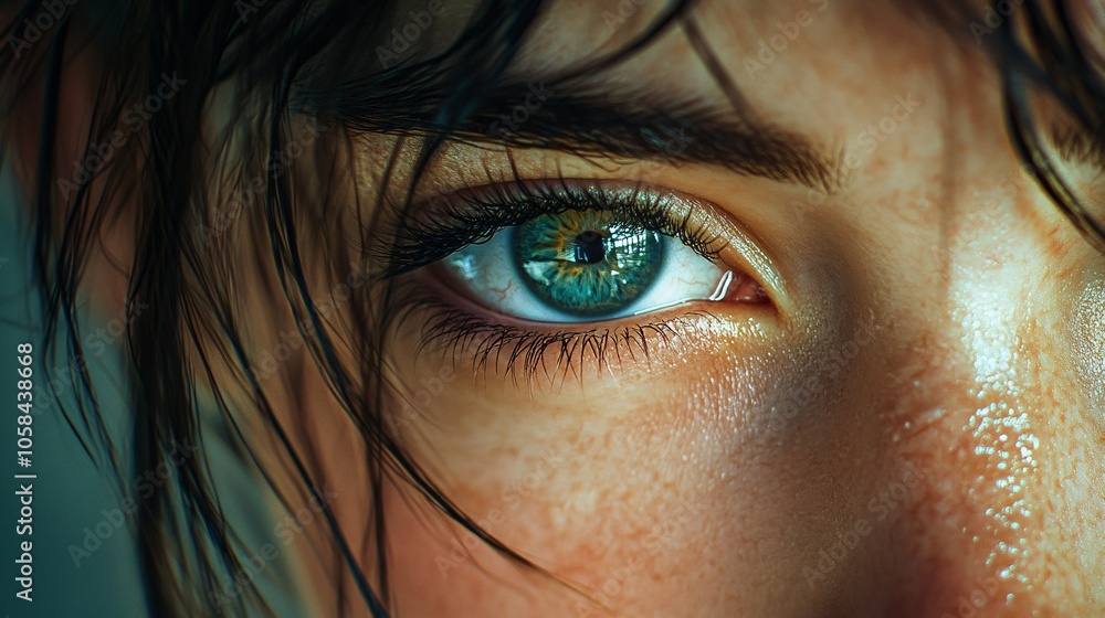Close-Up of a Beautiful and Deeply Expressive European Woman's Eyes, Capturing Strength and Determination Close-Up of a Beautiful and Deeply Expressive European Woman's Eyes, Capturing Strength and Determination