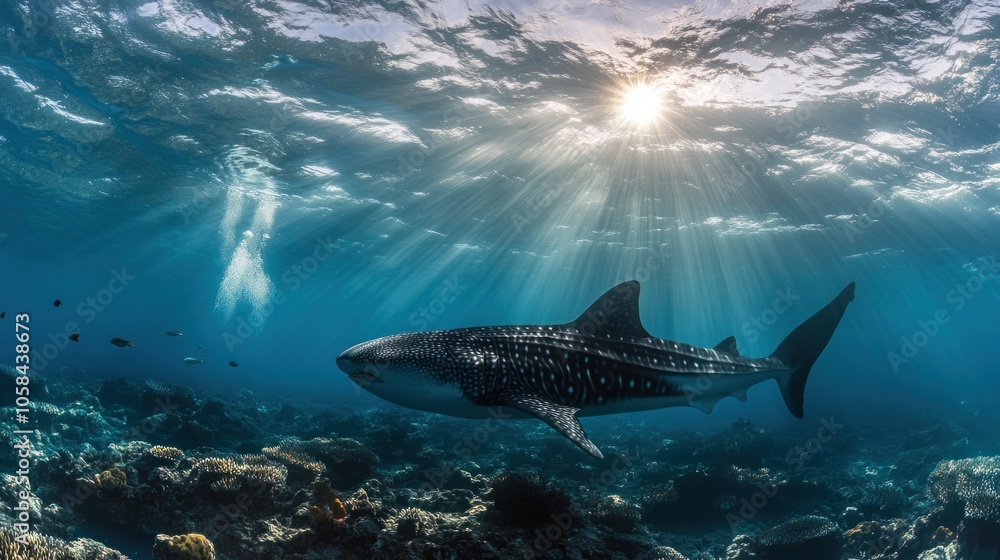 Fototapeta premium Whale Shark Swimming in the Ocean