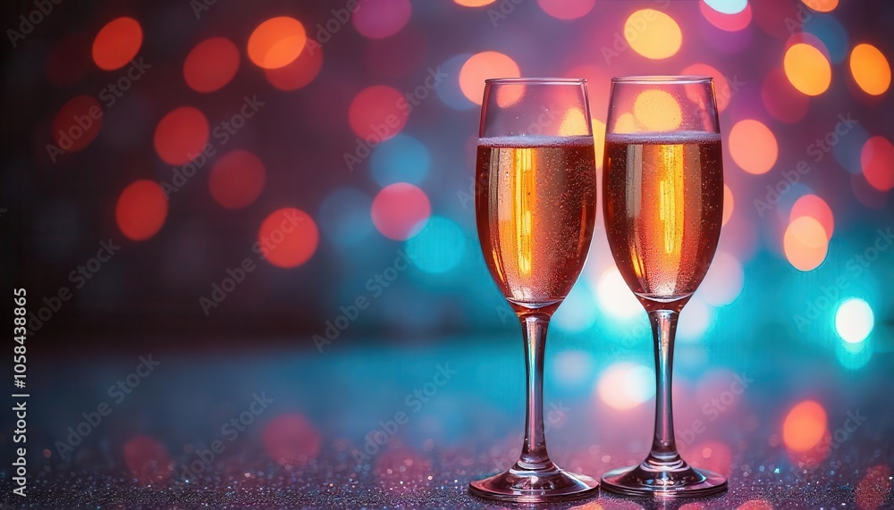 Champagne Glasses with Bokeh Background for Celebratory Setting Champagne Glasses with Bokeh Background for Celebratory Setting