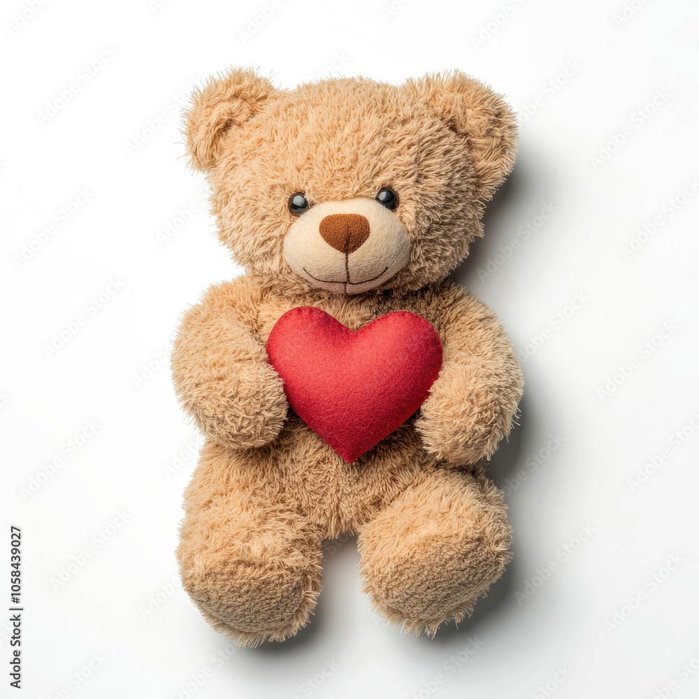 Obraz premium Cute Teddy Bear Holding Red Heart: Valentine's Day Gift