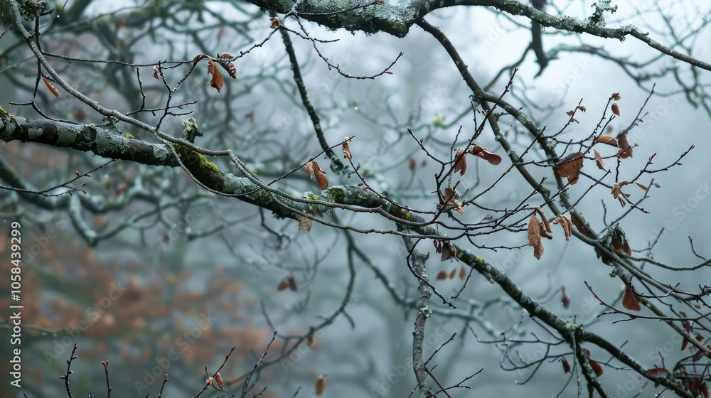 Transition from Autumn to Winter: Leafless Tree Branches Transition from Autumn to Winter: Leafless Tree Branches