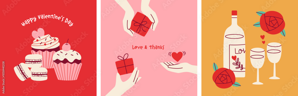 Valentine's Day sweets and gifts illustrations Valentine's Day sweets and gifts illustrations
