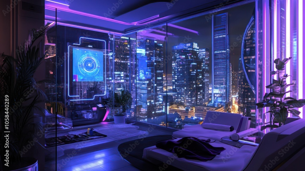 Futuristic Cityscape View from Penthouse Futuristic Cityscape View from Penthouse