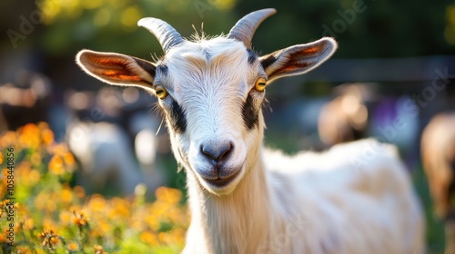 Close-up Portrait of a Curious Goat