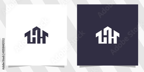 letter hh with home logo design vetor
