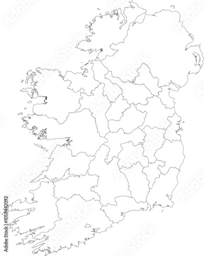 Ireland map with counties and Northern Ireland