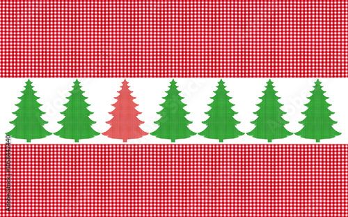 Rot Karierter Stoff mit Weihnachtsbäume