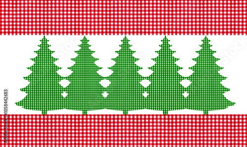 Rot Karierter Stoff mit Weihnachtsbäume