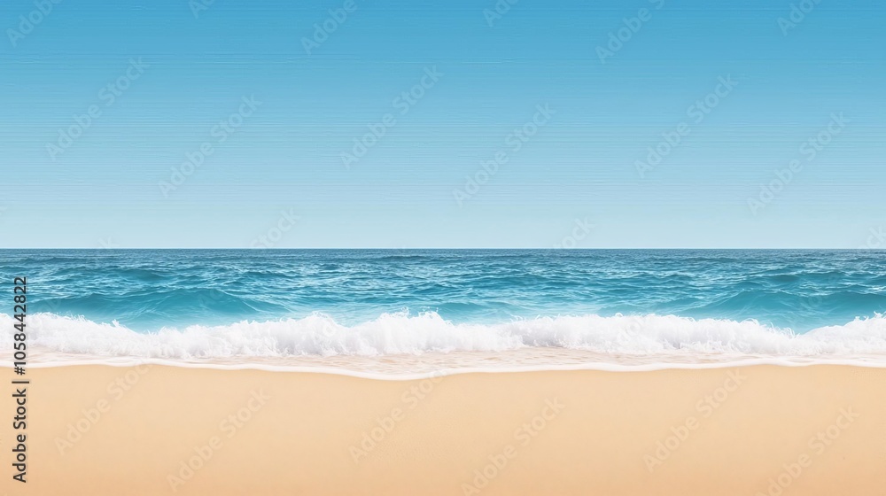 Idyllic beach scene with gentle waves and sandy shoreline Idyllic beach scene with gentle waves and sandy shoreline
