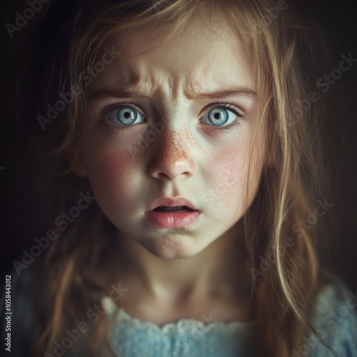 Young girl crying with shock