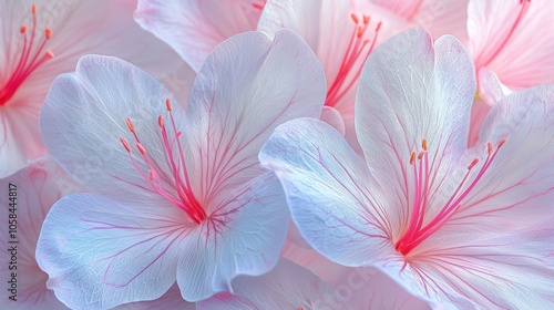 White and Pink Azalea Flowers Macro