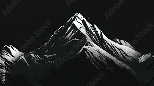 A snow-covered mountain peak. silhouette illustration