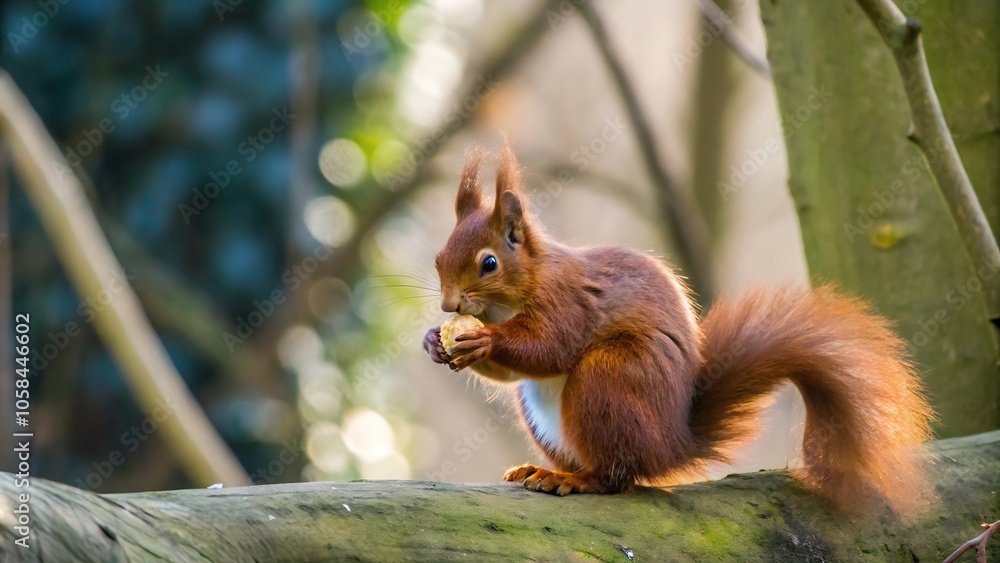 Obraz premium Beautiful Red Squirrel Eating