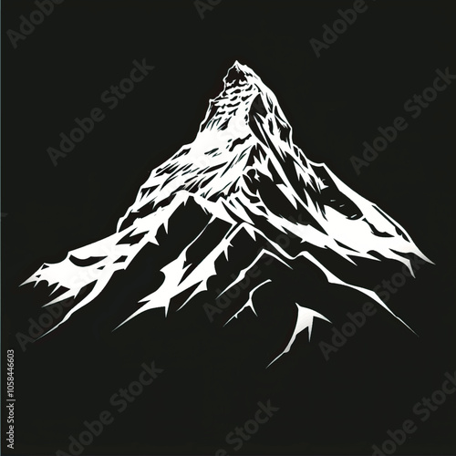 A snow-covered mountain peak. silhouette illustration