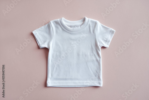 Cute Blank white newborn baby cotton t-shirt mockup template.Little boy girl child tee shirt mock-up