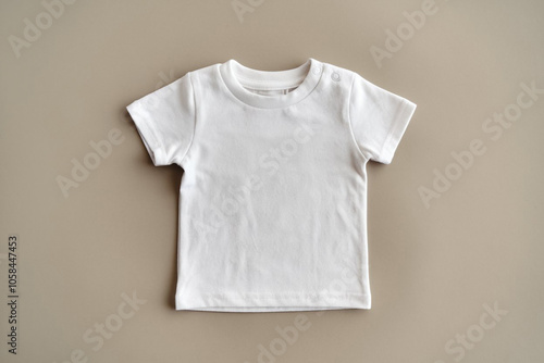 Cute Blank white newborn baby cotton t-shirt mockup template.Little boy girl child tee shirt mock-up