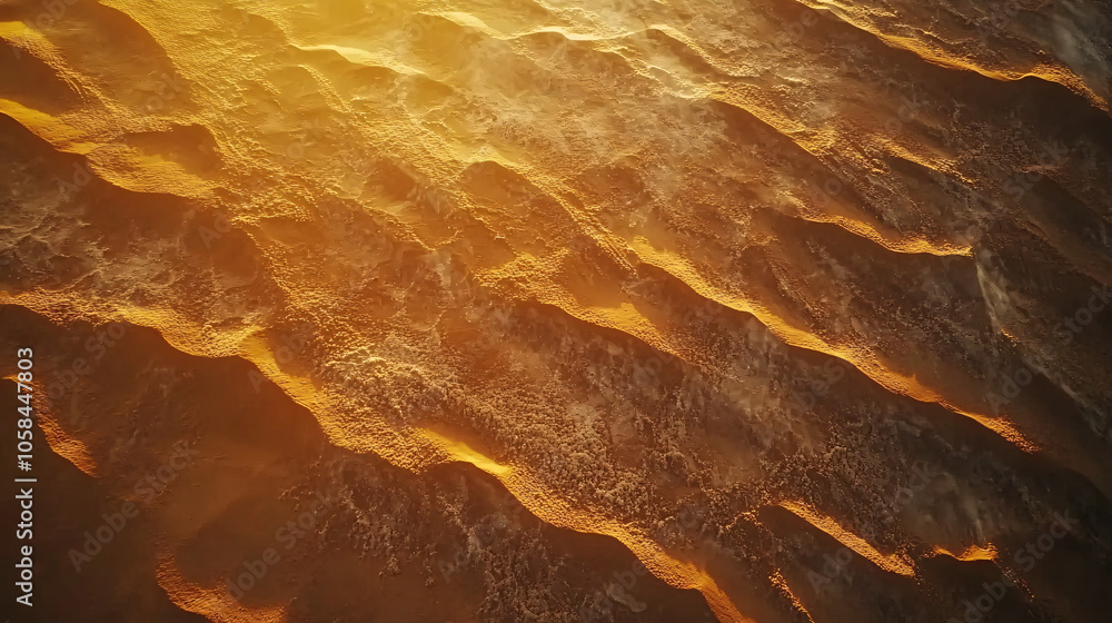 Obraz premium golden desert sand dunes aerial view at sunset