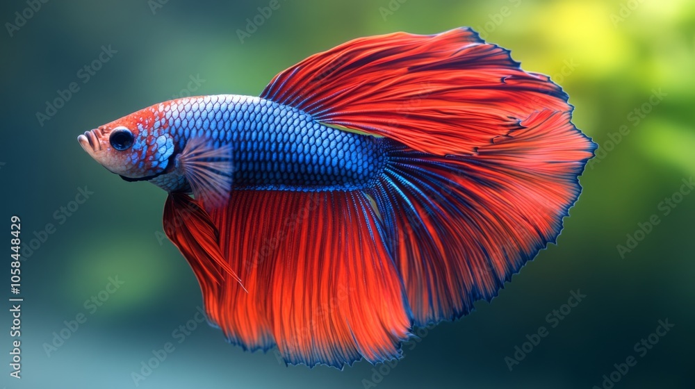 Vibrant Betta Fish in Underwater Habitat Vibrant Betta Fish in Underwater Habitat