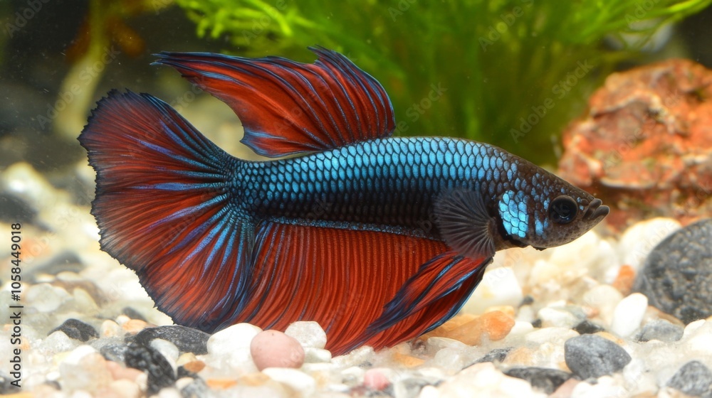 Vibrant Betta Fish Swimming in Aquatic Environment Vibrant Betta Fish Swimming in Aquatic Environment
