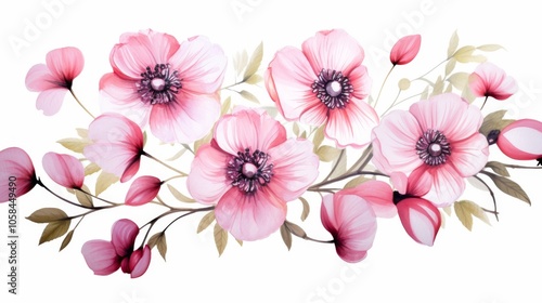 Wallpaper Mural Pink flowers with soft petals arranged delicately on a clean white background, capturing the beauty of spring blooms in a serene and elegant floral display.
 Torontodigital.ca