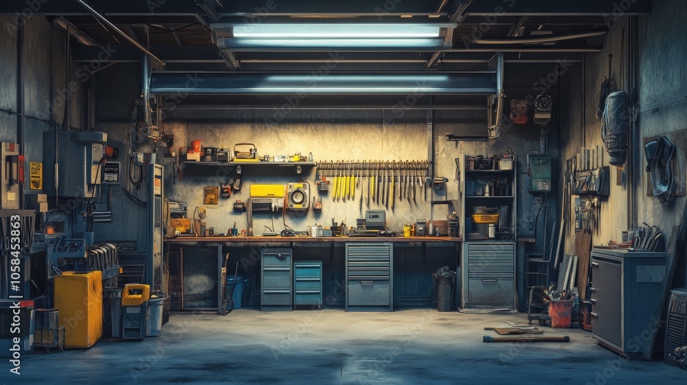 Technician fine-tuning garage door springs, captured in a workshop environment that emphasizes safety and technical know-how. Technician fine-tuning garage door springs, captured in a workshop environment that emphasizes safety and technical know-how.
