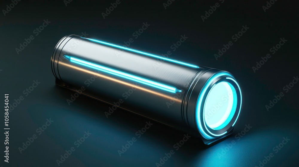 A transparent cylindrical device with glowing elements, possibly a futuristic battery or energy source. A transparent cylindrical device with glowing elements, possibly a futuristic battery or energy source.