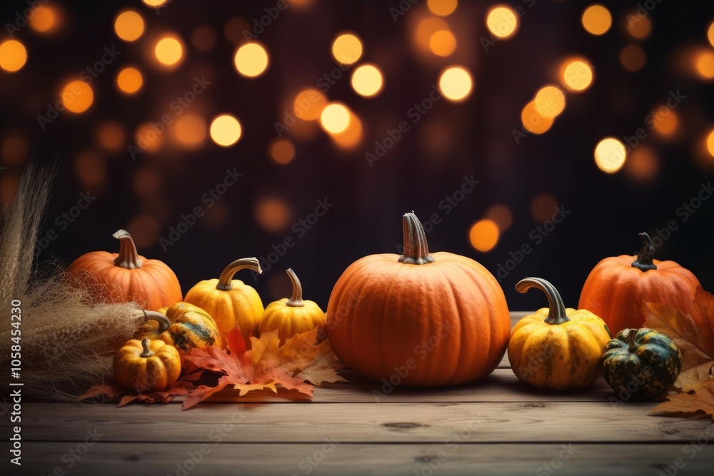 Nature Close-Up, Pumpkins and Leaves on Table
Nature Close-Up, Pumpkins and Leaves on Table