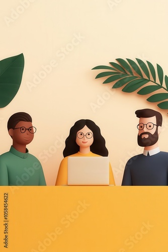 Team collaboration during onboarding, office teamwork, 3D illustration