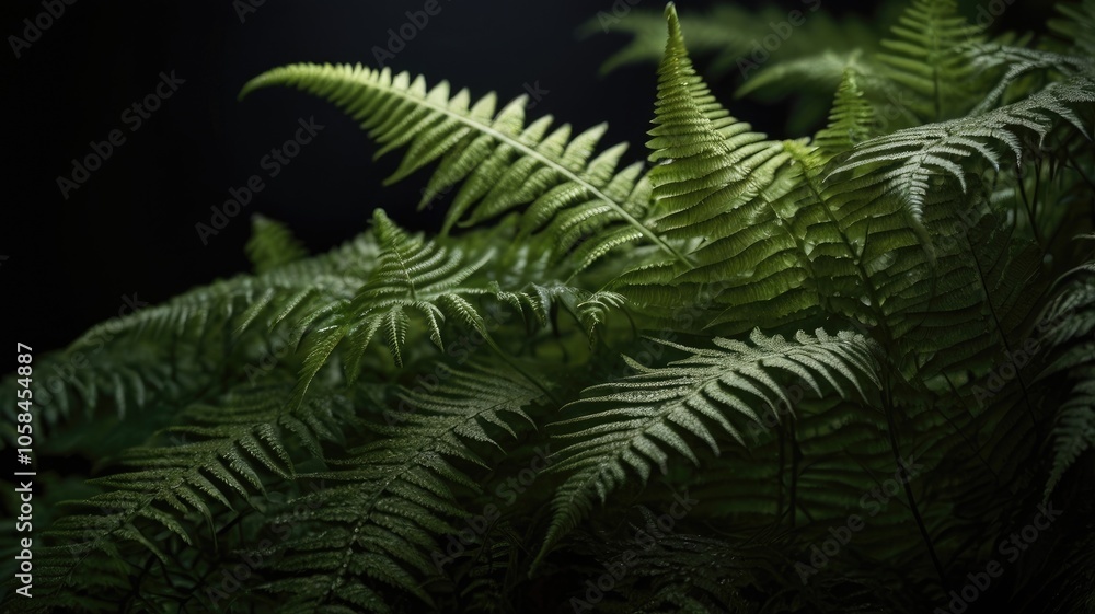 Close-up of fern leaves with a dark background Close-up of fern leaves with a dark background