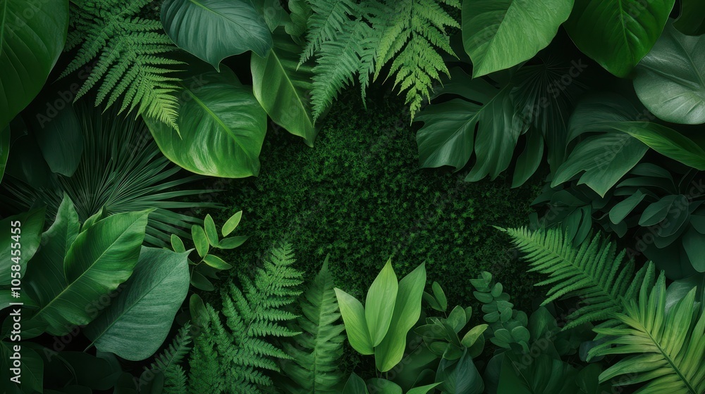Fototapeta premium A lush green forest with a heart-shaped area in the middle