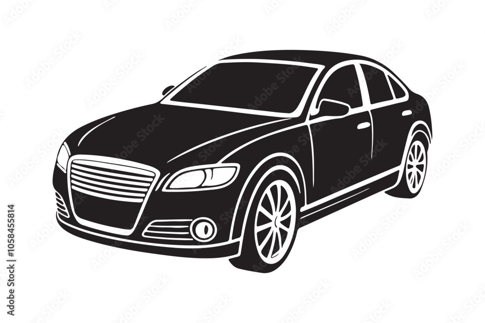 Naklejka premium Car silhouette vector bundle illustration, Car silhouette vector, Car silhouette PNG