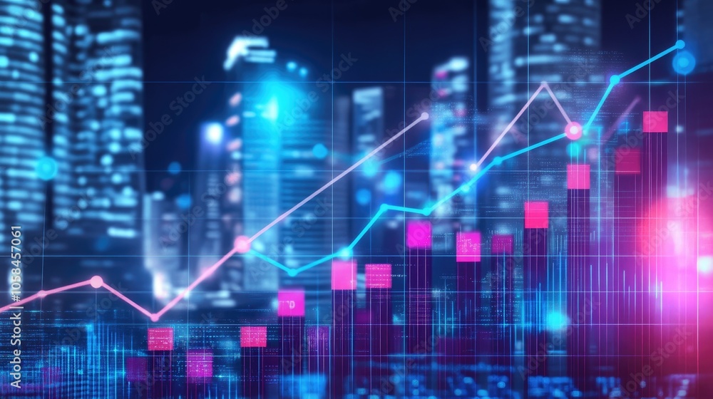 Abstract Financial Growth Chart Over City Skyline Abstract Financial Growth Chart Over City Skyline